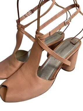 Rachel Comey sandals blush pink leather Size 10 peep toe t-strap criss cross